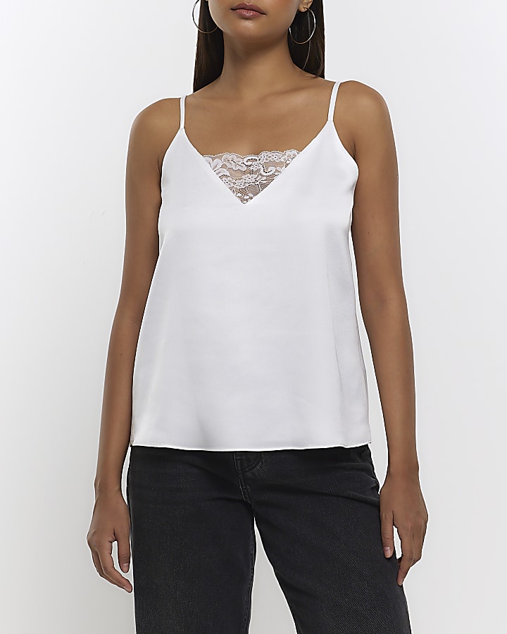 White lace detail cami top