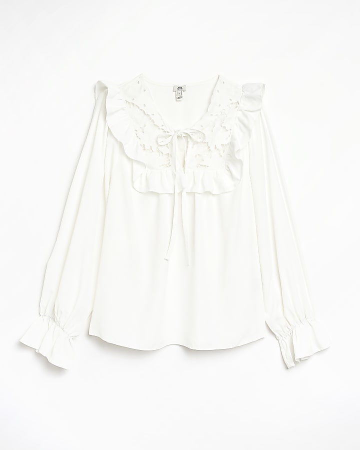 White lace long sleeve blouse