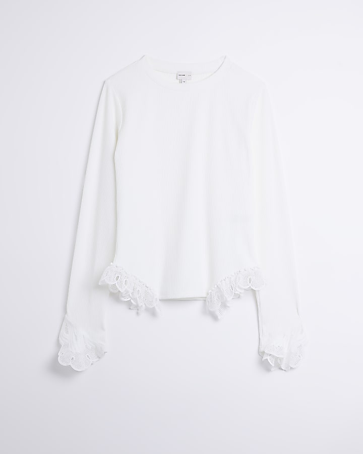 White lace long sleeve top