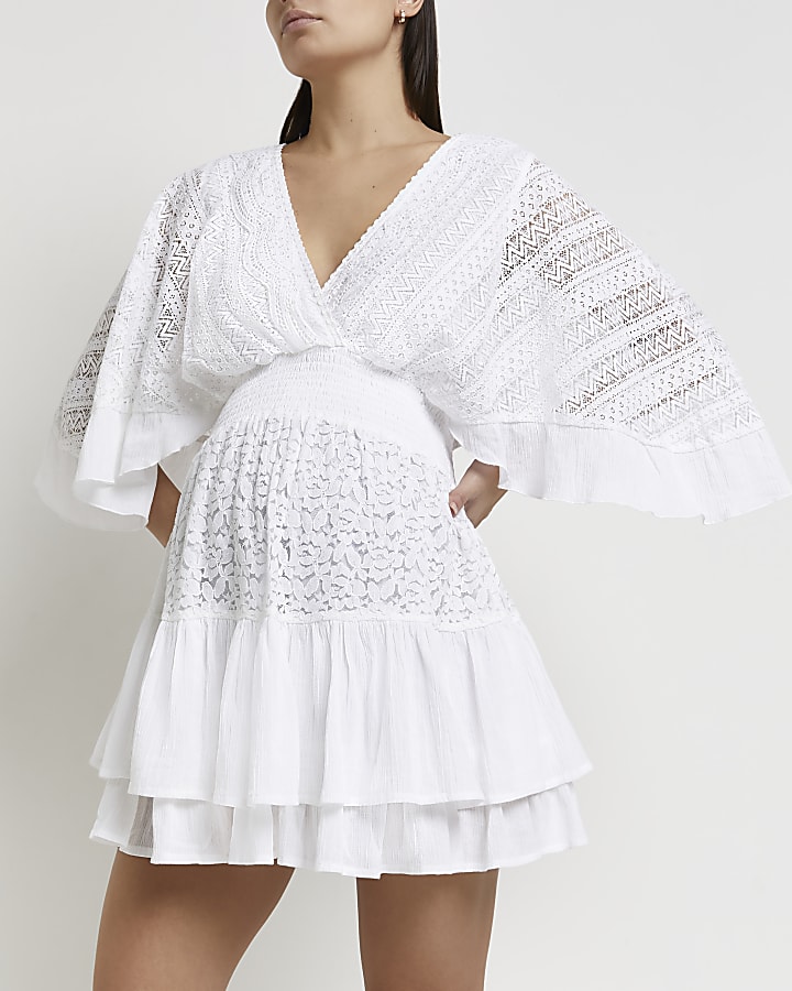 White lace maternity mini Dress