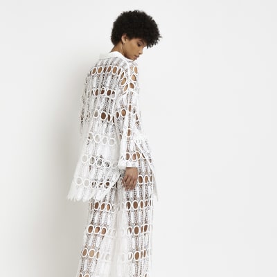White lace oversized shirt