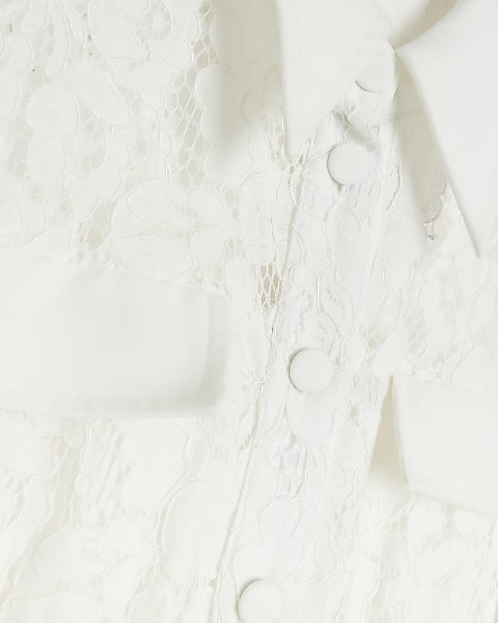 White lace shirt jumpsuit