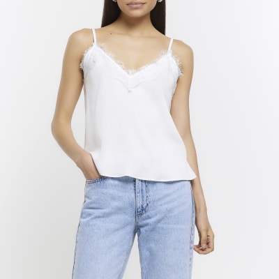 Women's White Cami & Sleeveless Tops