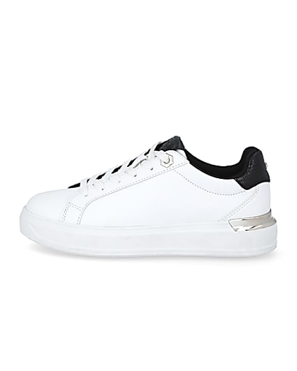 360 degree animation of product White lace-up chunky platform trainers frame-3