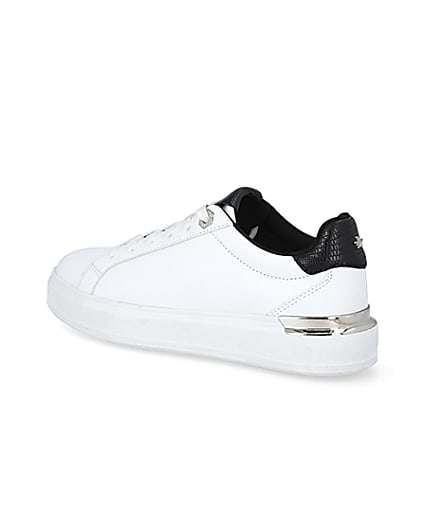 360 degree animation of product White lace-up chunky platform trainers frame-5