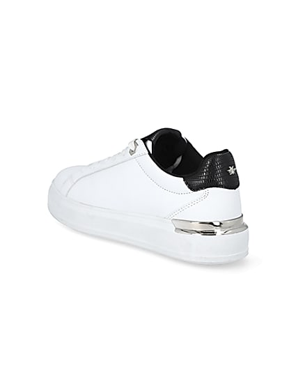 360 degree animation of product White lace-up chunky platform trainers frame-6