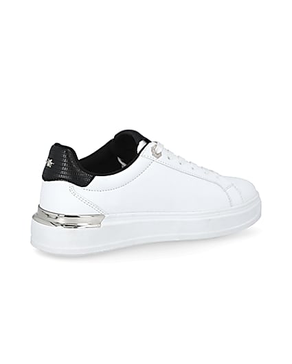 360 degree animation of product White lace-up chunky platform trainers frame-13