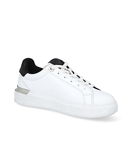 360 degree animation of product White lace-up chunky platform trainers frame-17