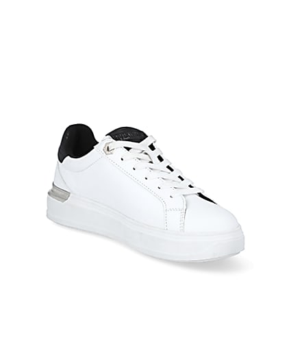 360 degree animation of product White lace-up chunky platform trainers frame-18