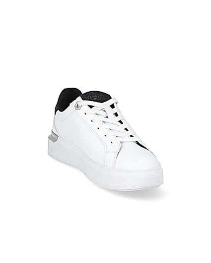 360 degree animation of product White lace-up chunky platform trainers frame-19