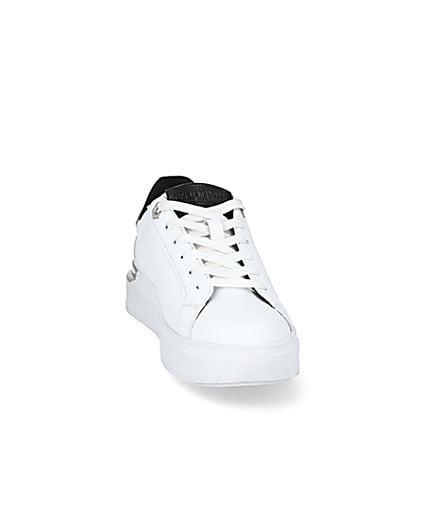 360 degree animation of product White lace-up chunky platform trainers frame-20