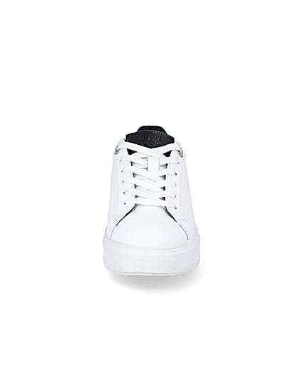 360 degree animation of product White lace-up chunky platform trainers frame-21