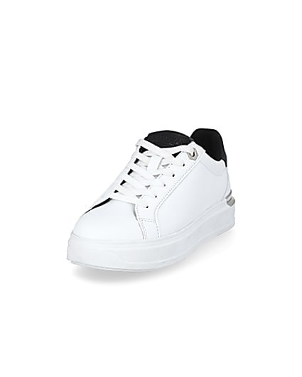 360 degree animation of product White lace-up chunky platform trainers frame-23