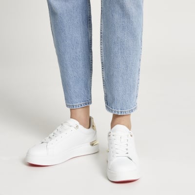 chunky platform white trainers