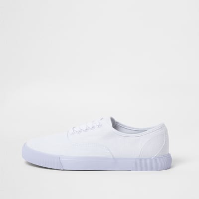White lace-up plimsolls
