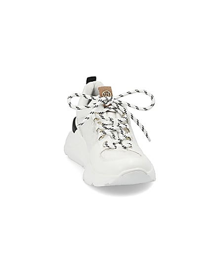 360 degree animation of product White lace up runner trainers frame-20