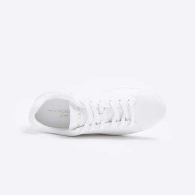 White lace up trainers