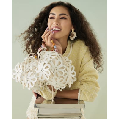 White Laser Cut Flower Bag