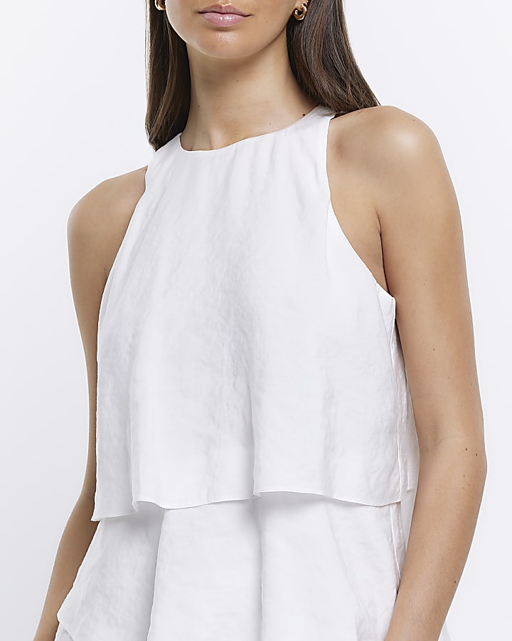 White layered sleeveless top
