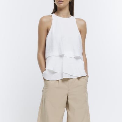 White layered sleeveless top