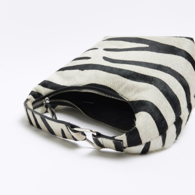White leather animal print shoulder bag River Island