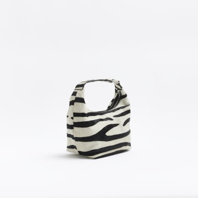 White leather animal print shoulder bag River Island