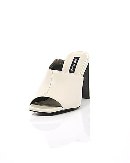 360 degree animation of product White leather asymmetric mules frame-2