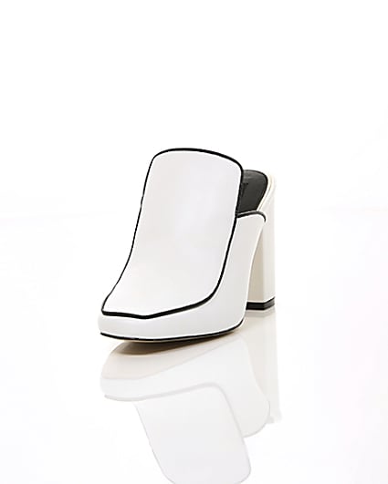 360 degree animation of product White leather closed toe mules frame-2