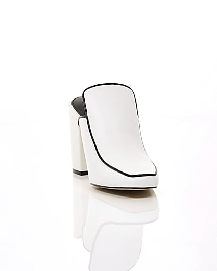 360 degree animation of product White leather closed toe mules frame-5