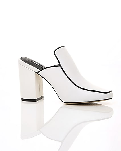 360 degree animation of product White leather closed toe mules frame-8
