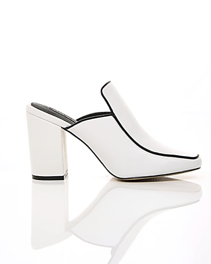 360 degree animation of product White leather closed toe mules frame-9
