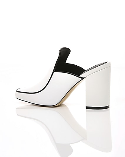 360 degree animation of product White leather closed toe mules frame-20