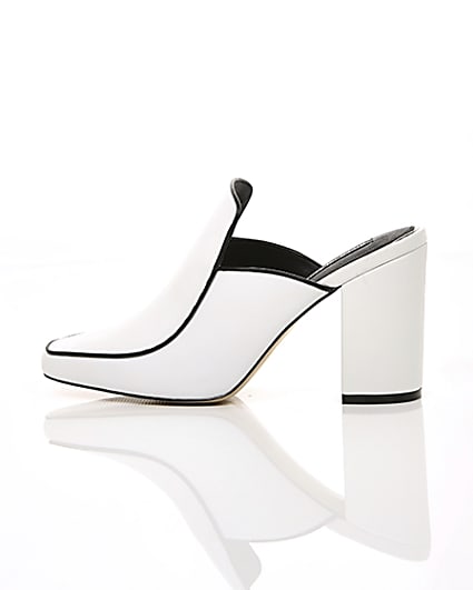360 degree animation of product White leather closed toe mules frame-21