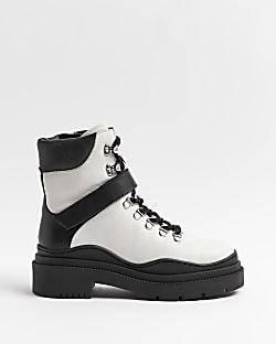 White leather hiker boots