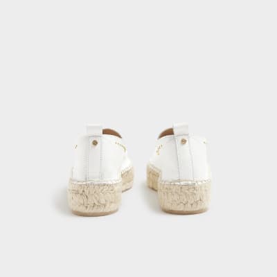 River island white studded espadrilles store