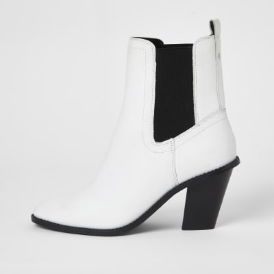 White leather western wide fit ankle 
