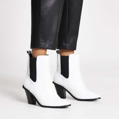 white wide fit ankle boots