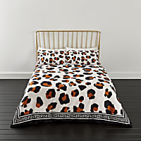 White leopard print double duvet bed set