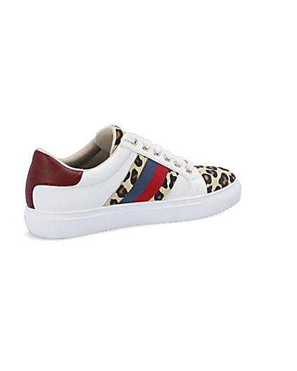 360 degree animation of product White leopard print lace-up trainers frame-13