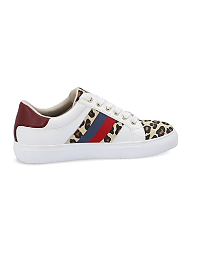 360 degree animation of product White leopard print lace-up trainers frame-14