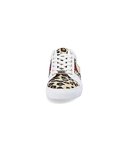 360 degree animation of product White leopard print lace-up trainers frame-21