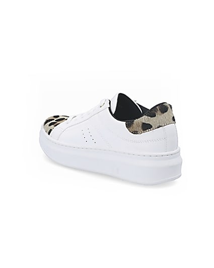 360 degree animation of product White leopard print lace-up trainers frame-6