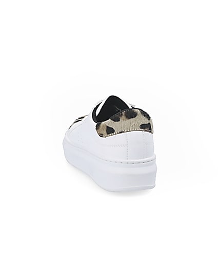360 degree animation of product White leopard print lace-up trainers frame-8
