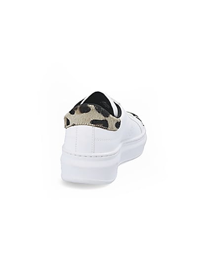 360 degree animation of product White leopard print lace-up trainers frame-10