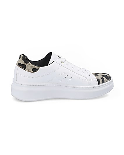 360 degree animation of product White leopard print lace-up trainers frame-14