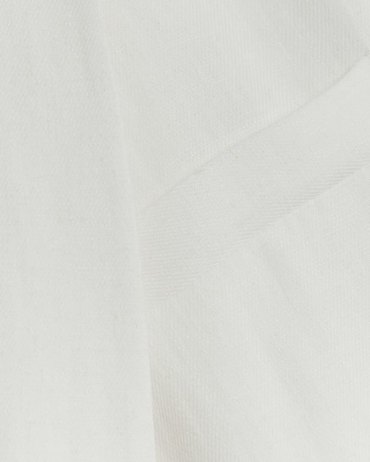 White linen blend roll sleeve dad blazer