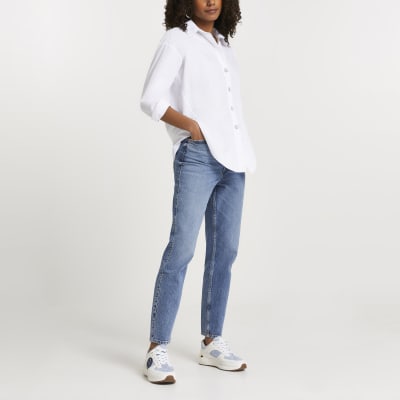 White long sleeve bow back shirt