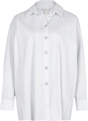 White long sleeve bow back shirt