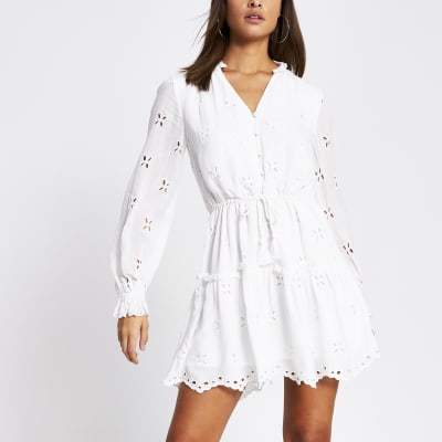 white broderie smock dress