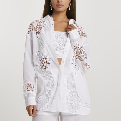 white cutwork shirt